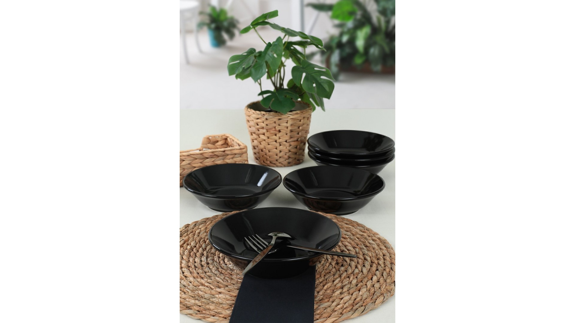 Hitit Siyah Yemek Tabağı 18 Cm 6 Adet