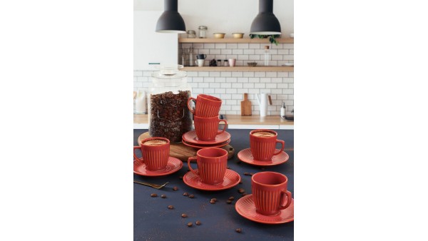 Mercan Line Kahve Fincan Takımı 12 Parça 6 Kişilik