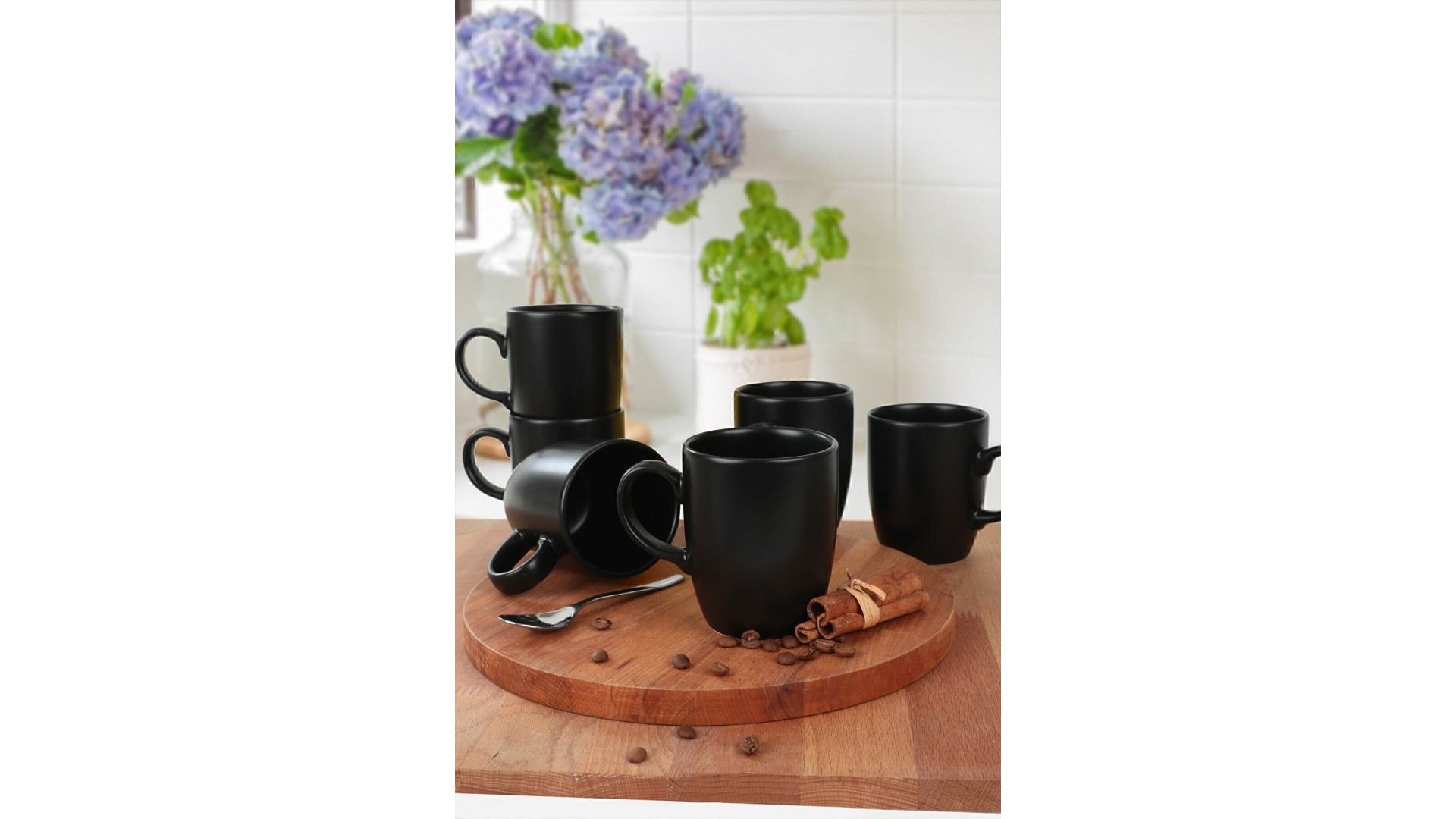 Mat Siyah Bulut Kupa 9 Cm 6 Adet