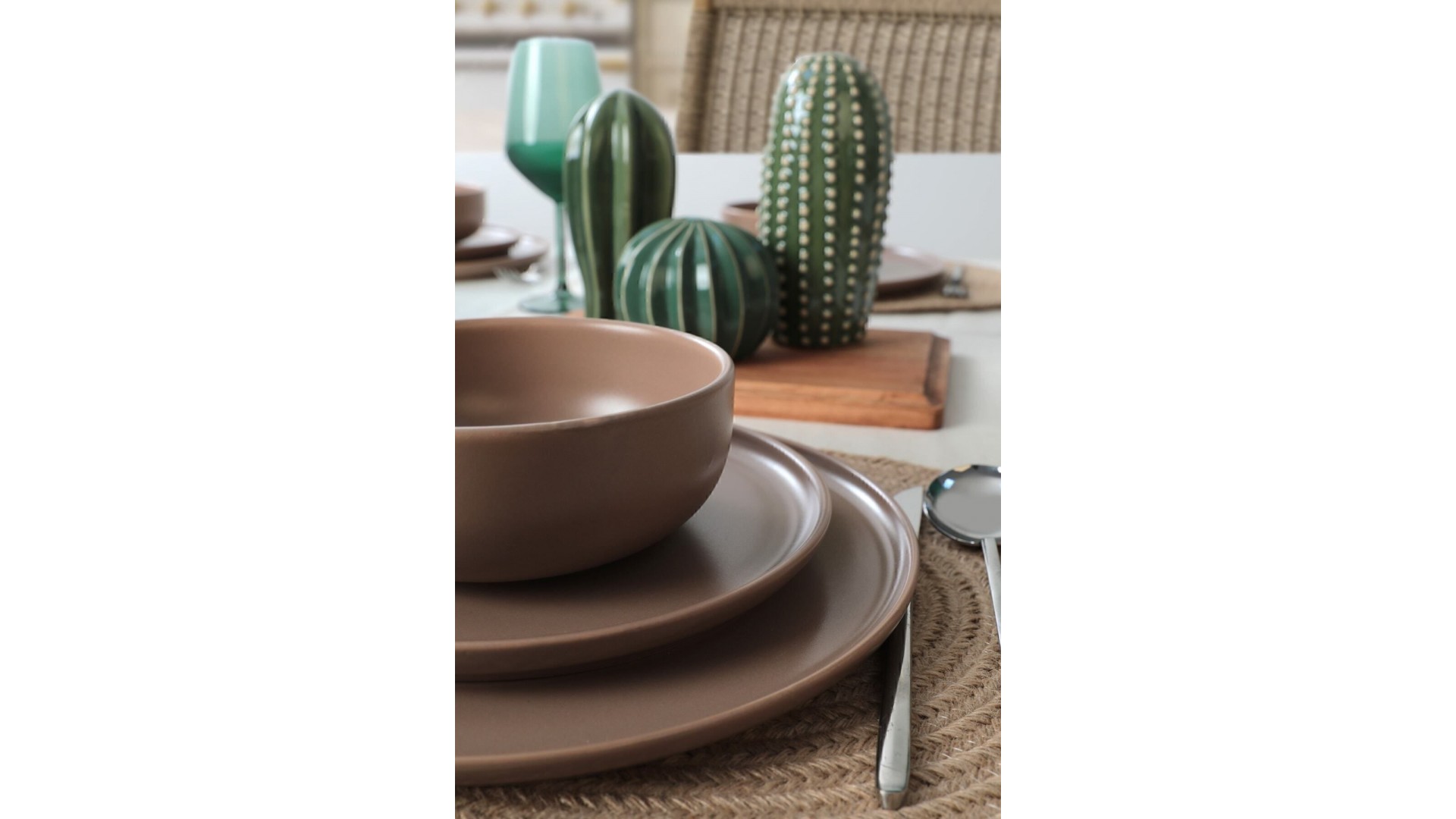 Nordic Mat Toprak Taupe Yemek Takımı 18 Parça 6 Kişilik 977