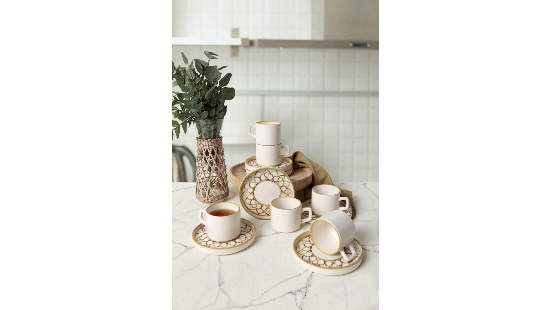 Worn Gold Stackable Çay Takımı 12 Parça 6 Kişilik 22968-23057