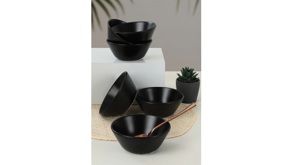 Mat Siyah Hitit Çorba Kasesi 14 Cm 6 Adet