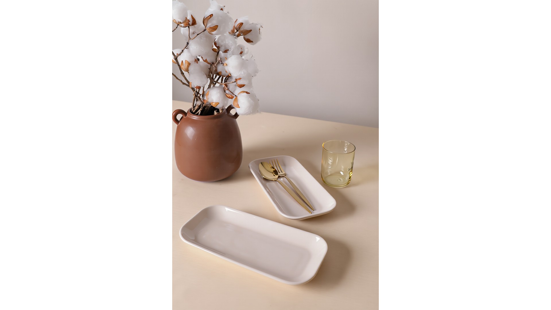 Krem Pergamon Kayık Tabak 26 Cm 2 Adet 030