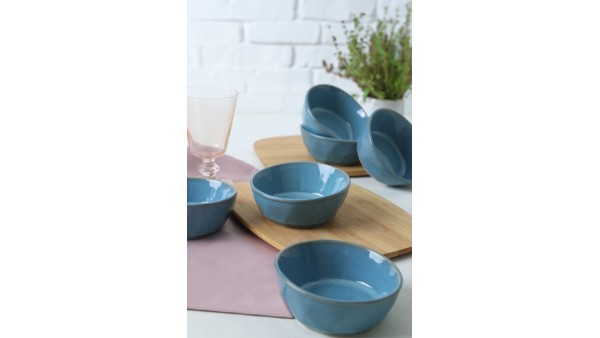 Granit Turkuaz Kristal Çerezlik / Sosluk 12 Cm 6 Adet Q07