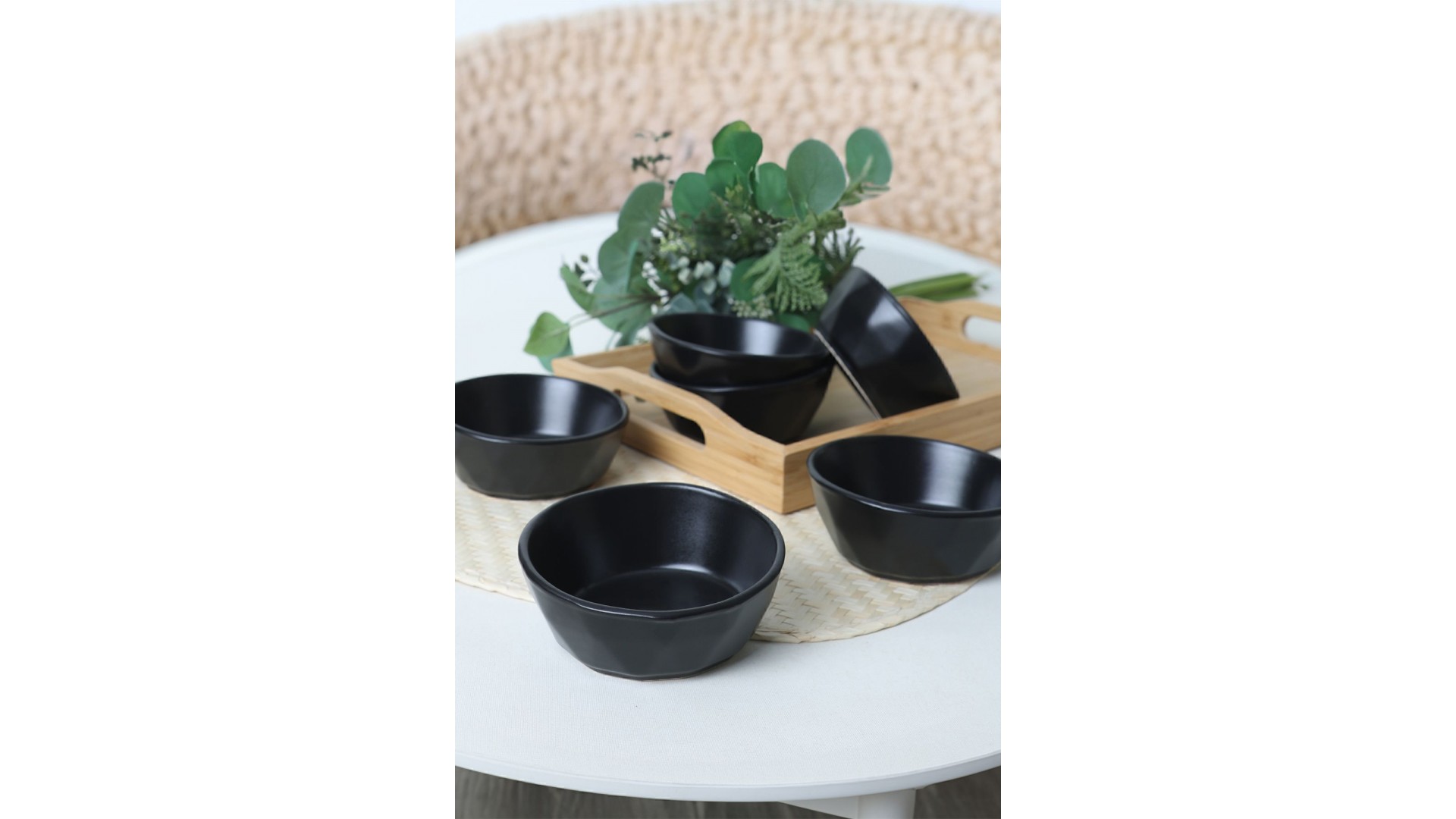 Mat Siyah Kristal Çerezlik / Sosluk 12 Cm 6 Adet 956