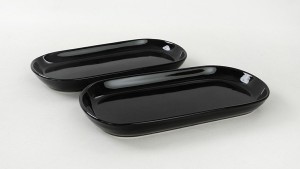 Siyah Noyan Kayık Tabak 2 Adet 28 Cm