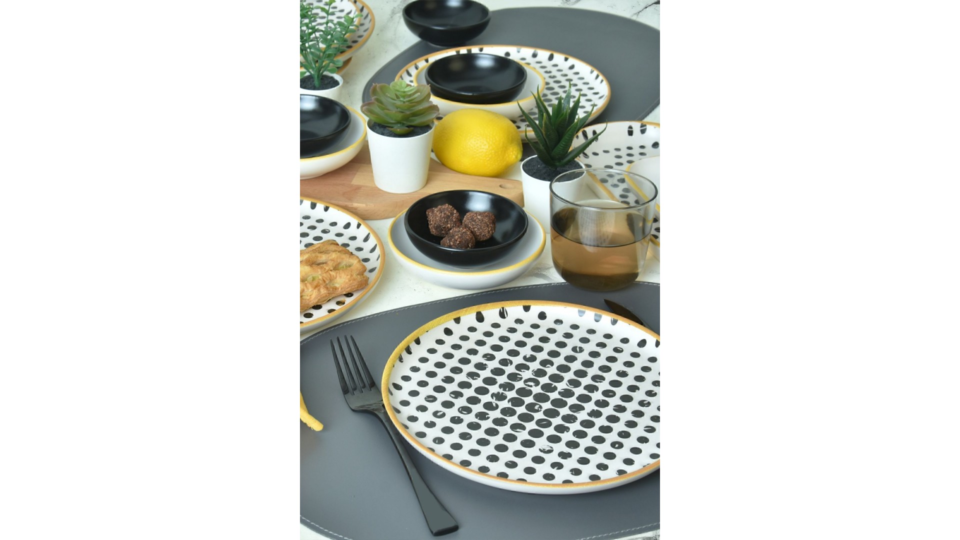 Keraart Polka Kahvaltı Takımı 18 Parça 6 Kişilik 19919-22-41