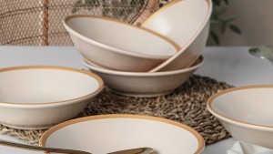 Mat Krem Gold File Hitit Yemek Tabağı 18 Cm 6 Adet - 950