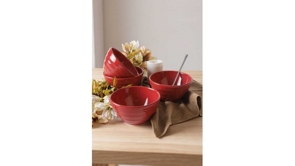 Kırmızı Escargot Kase 14 Cm 4 Adet 506