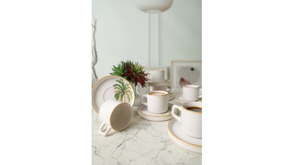 Bronze Palmiye Stackable Çay Takımı 12 Parça 6 Kişilik 22902-03