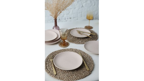 Kumlu Krem Rölyefli Pasta Tabağı 21 Cm 6 Adet Q32