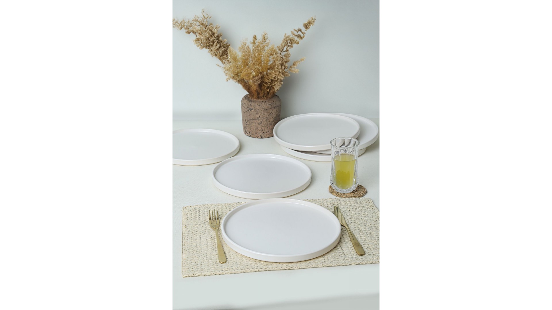 Mat Beyaz Stackable Servis Tabağı 27 Cm 6 Adet 022