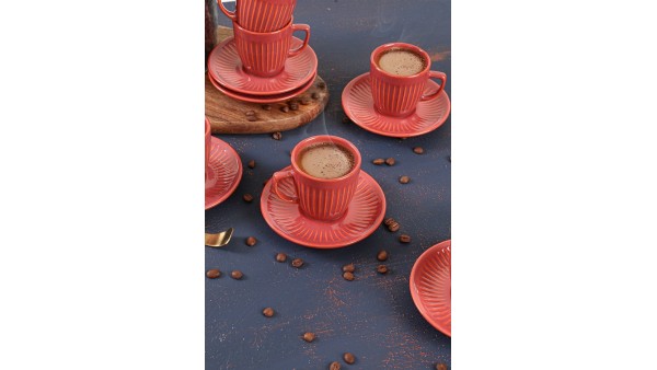 Mercan Line Kahve Fincan Takımı 12 Parça 6 Kişilik