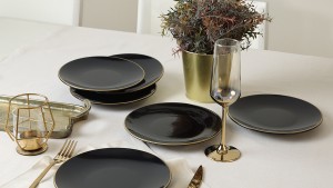 Siyah Gold Ege Pasta Tabağı 20 Cm 6 Adet