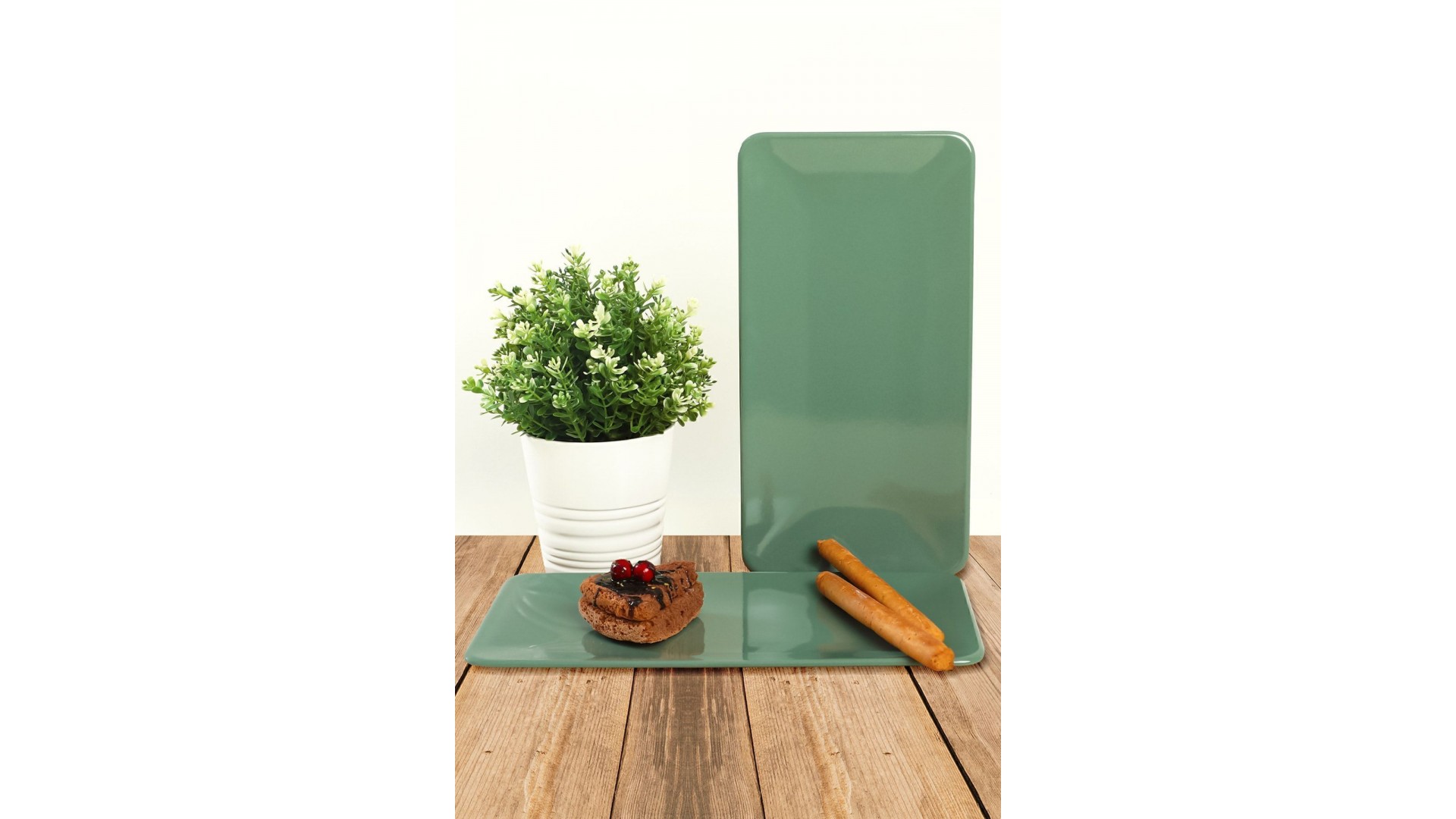 Yeşil Siera Kayık Tabak 33 Cm 2 Adet