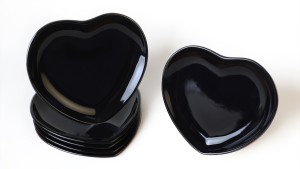 Siyah Kalp Pasta Tabağı 20 Cm 6 Adet 650