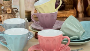 Keraart Soft Rainbow Badem Çay Fincan Takımı 12 Parça 6 Kişilik