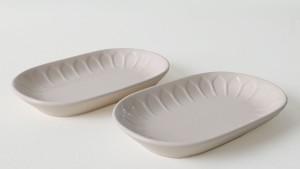 Krem Badem Kayık Tabak 25 Cm 2 Adet 030