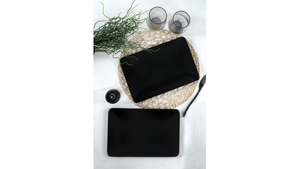 Mat Siyah Siera Kayık Tabak 31 Cm 2 Adet