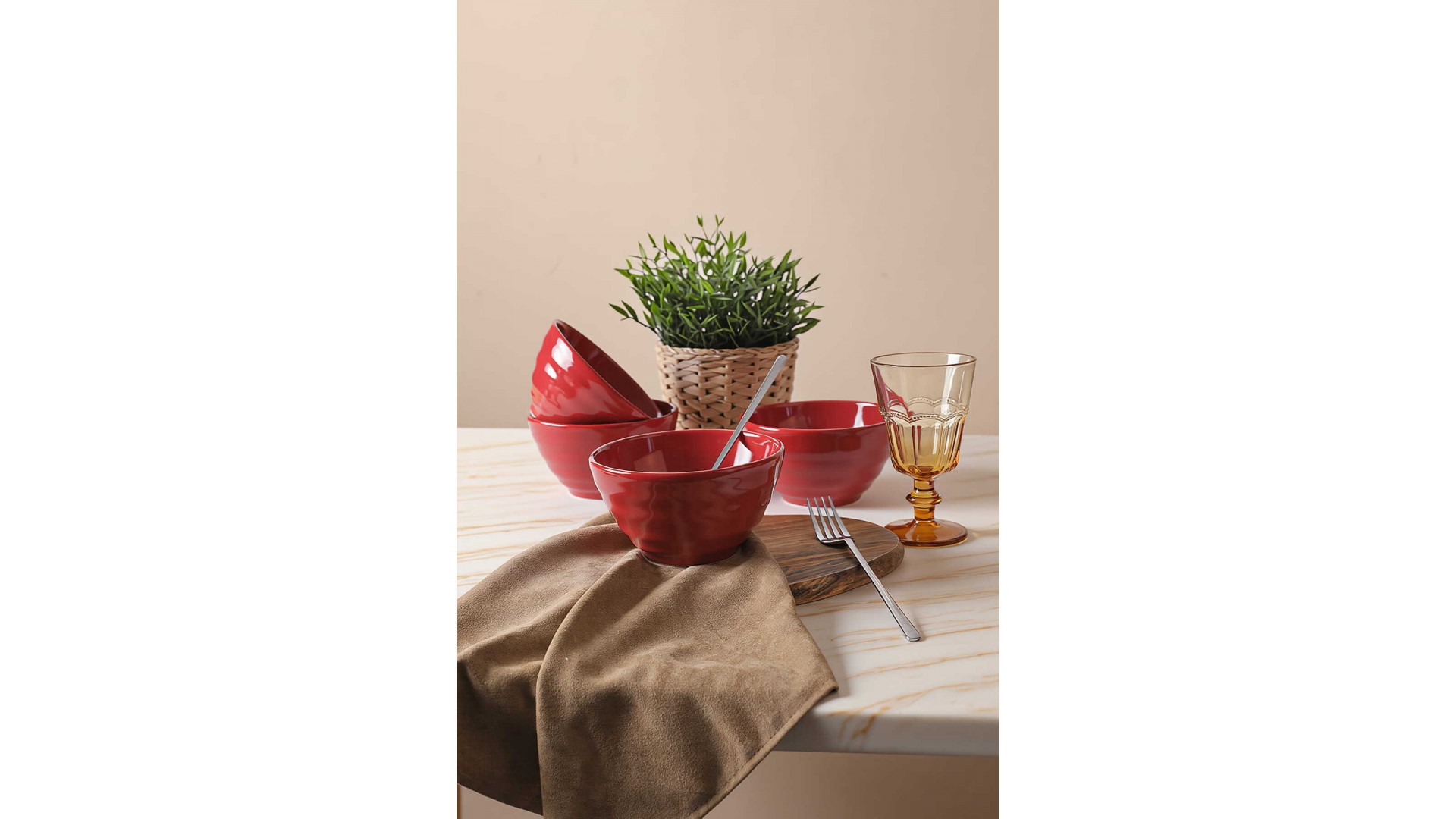 Kırmızı Escargot Kase 14 Cm 4 Adet 506
