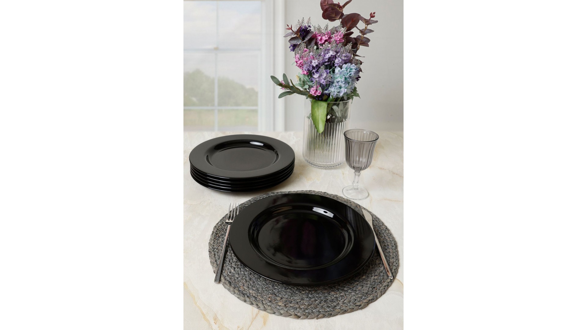 Siyah Assos Servis Tabağı 28 Cm 6 Adet 650