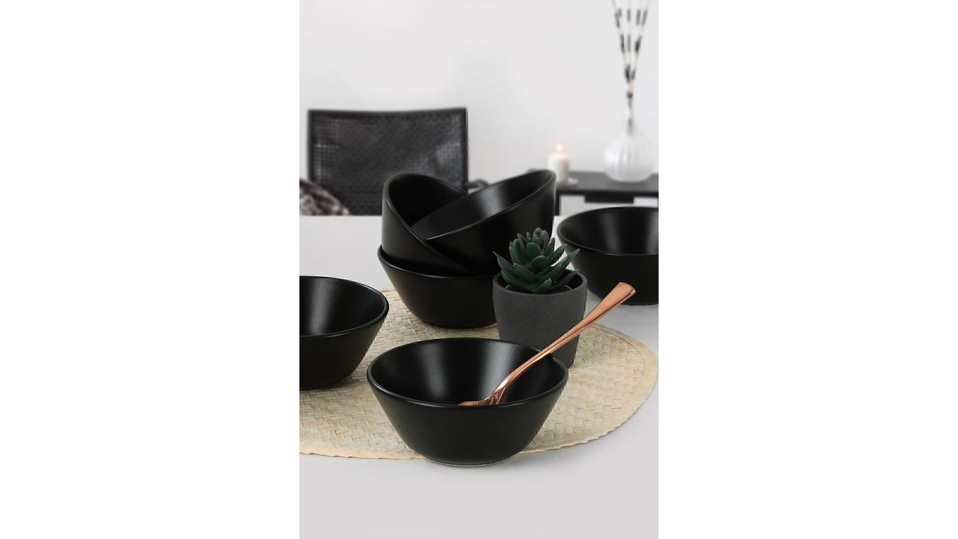 Mat Siyah Hitit Çorba Kasesi 14 Cm 6 Adet
