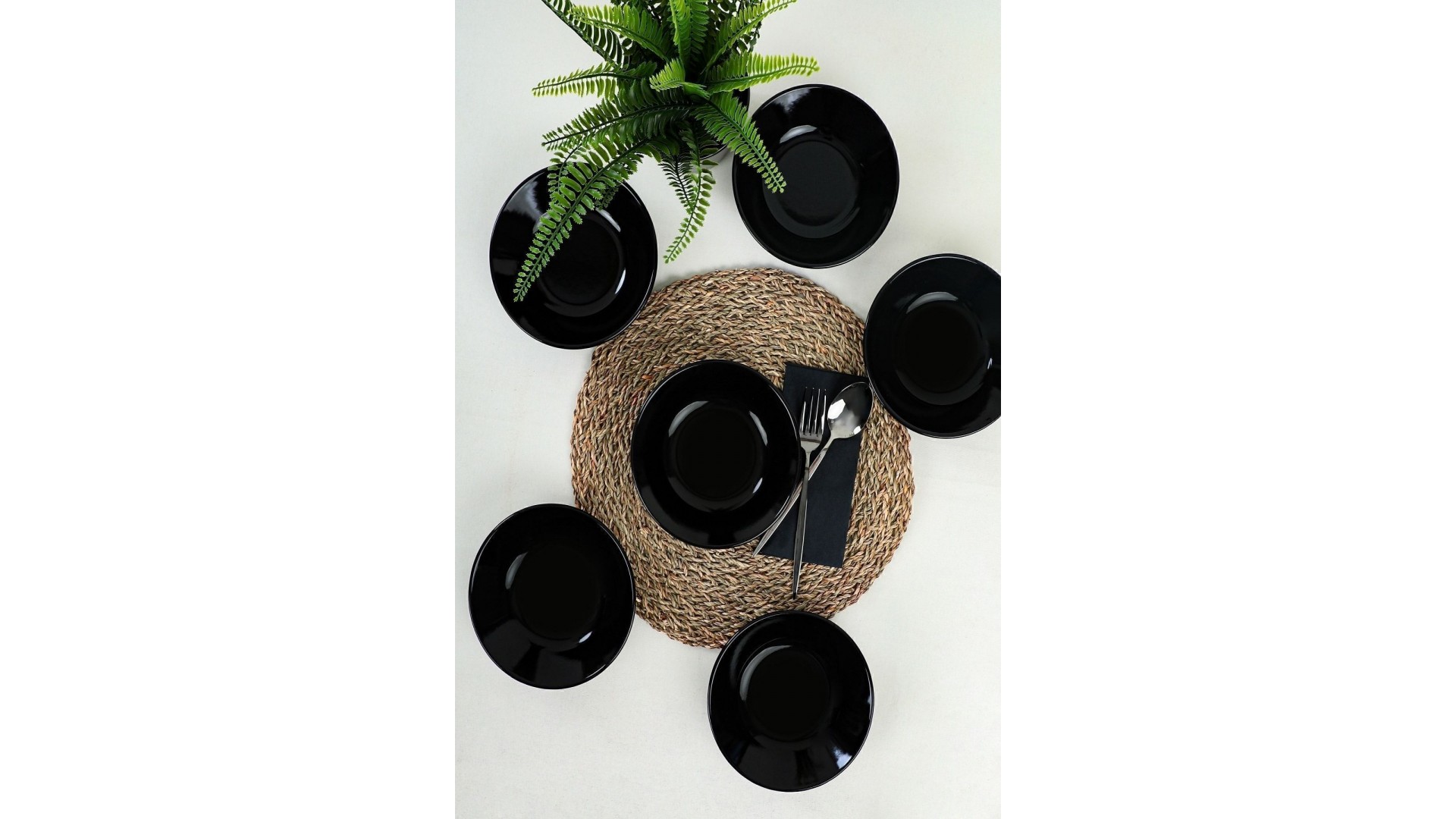 Hitit Siyah Yemek Tabağı 18 Cm 6 Adet