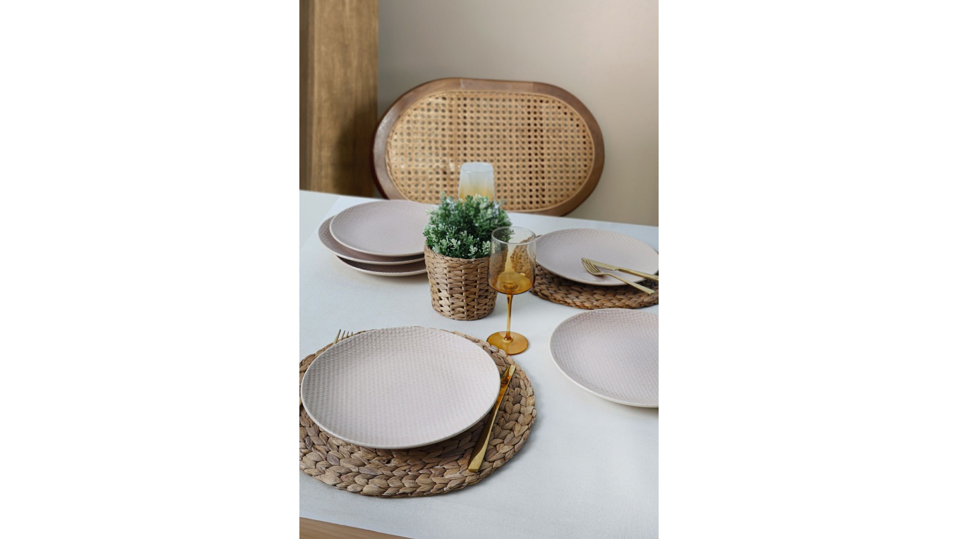 Kumlu Krem Rölyefli Servis Tabağı 27 Cm 6 Adet Q32