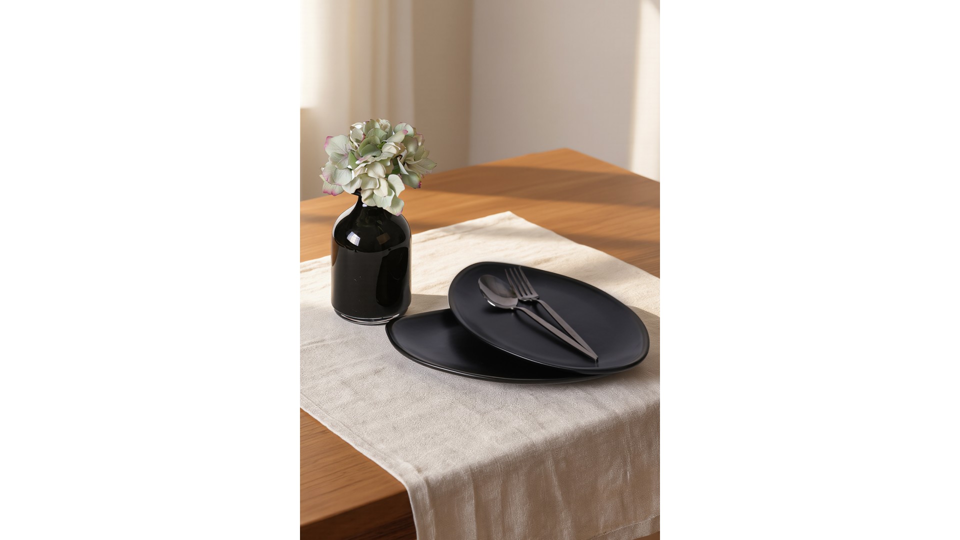 Mat Siyah Bloom Kayık Tabak 31 Cm 2 Adet 956