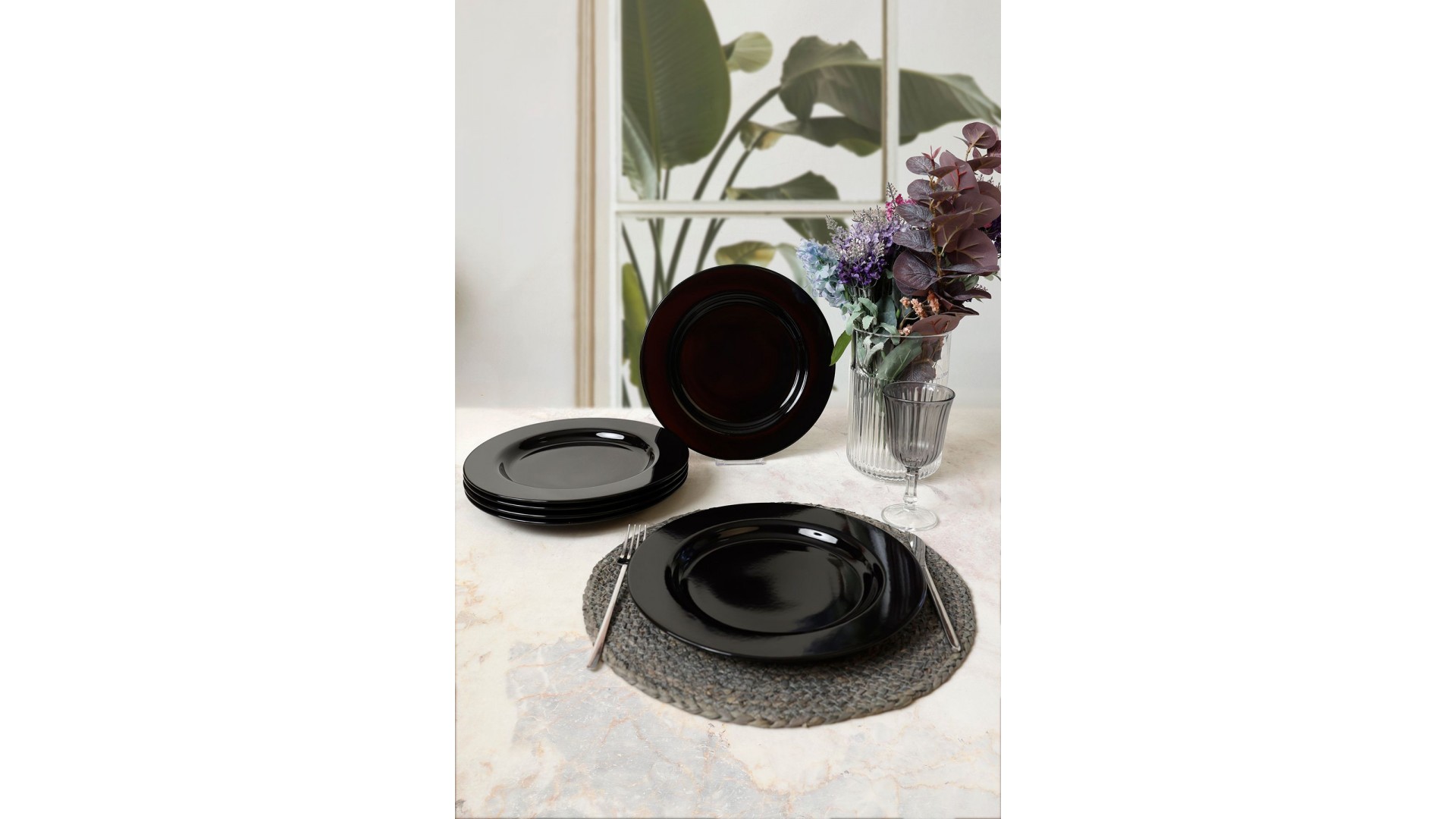 Siyah Assos Servis Tabağı 28 Cm 6 Adet 650