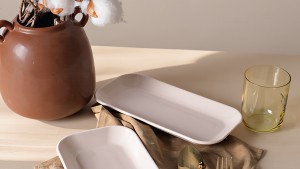 Krem Pergamon Kayık Tabak 26 Cm 2 Adet 030
