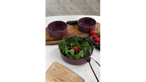 Mor Stackable Salata/Çerez Seti 3 Parça