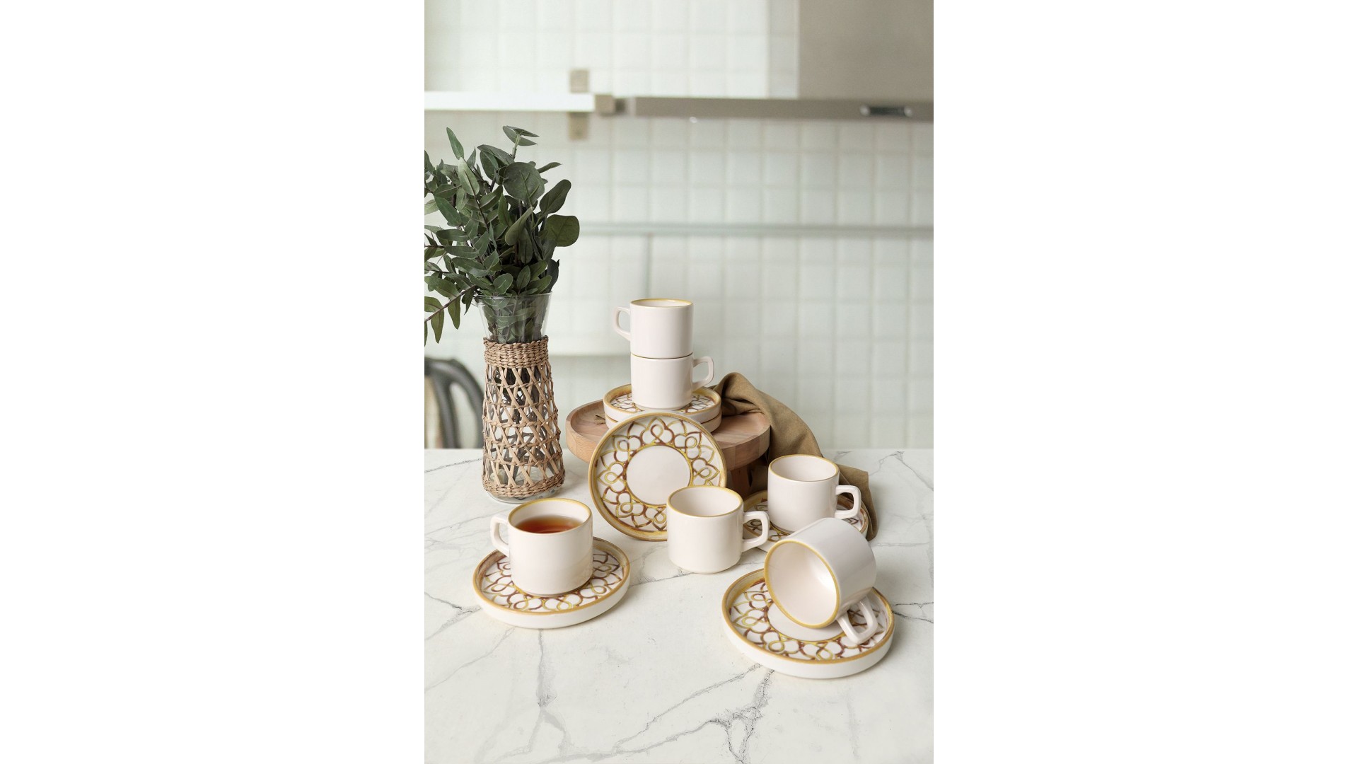 Worn Gold Stackable Çay Takımı 12 Parça 6 Kişilik 22968-23057