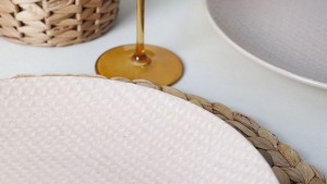 Kumlu Krem Rölyefli Servis Tabağı 27 Cm 6 Adet Q32