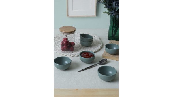 Mat Yeşil Bulut Mini Çerezlik / Sosluk 8 Cm 6 Adet 322