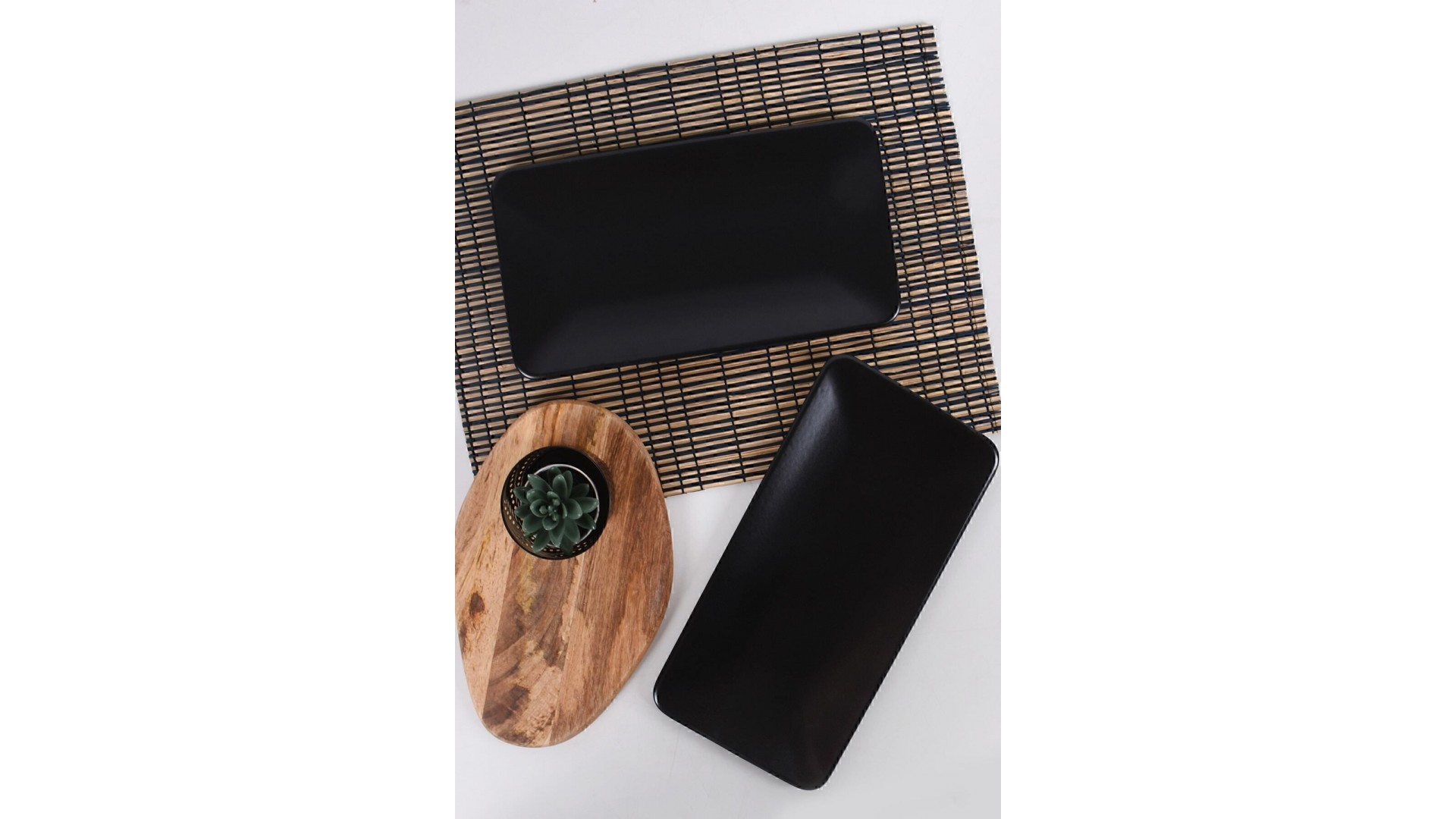 Mat Siyah Siera Kayık Tabak 33 Cm 2 Adet