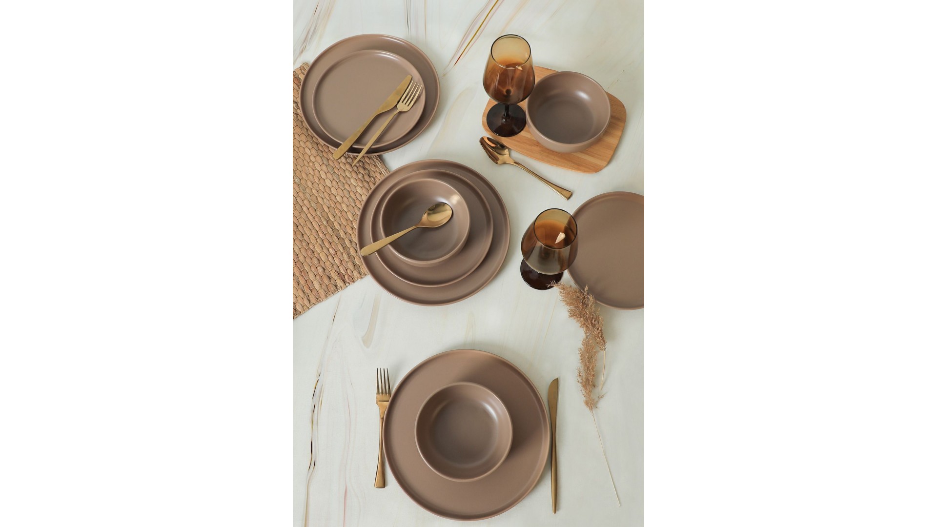 Nordic Mat Toprak Taupe Yemek Takımı 18 Parça 6 Kişilik 977