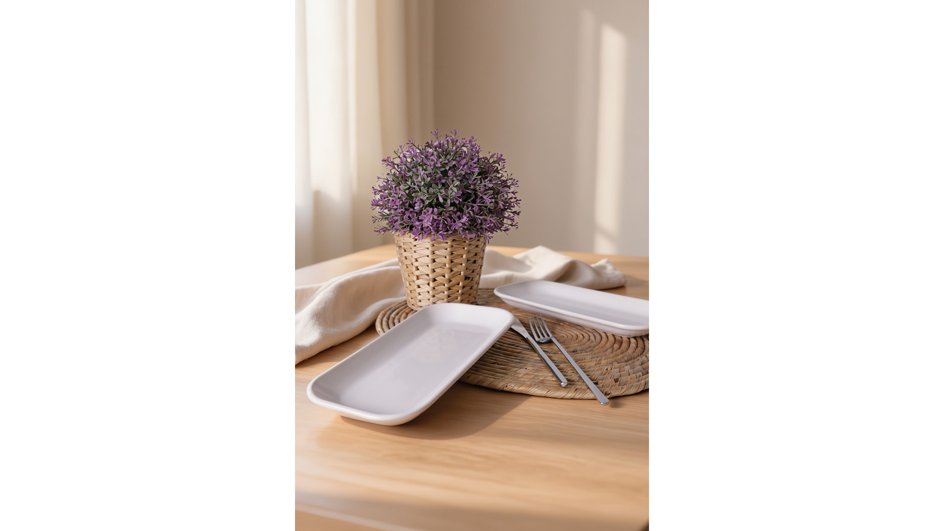 Beyaz Pergamon Kayık Tabak 26 Cm 2 Adet 006