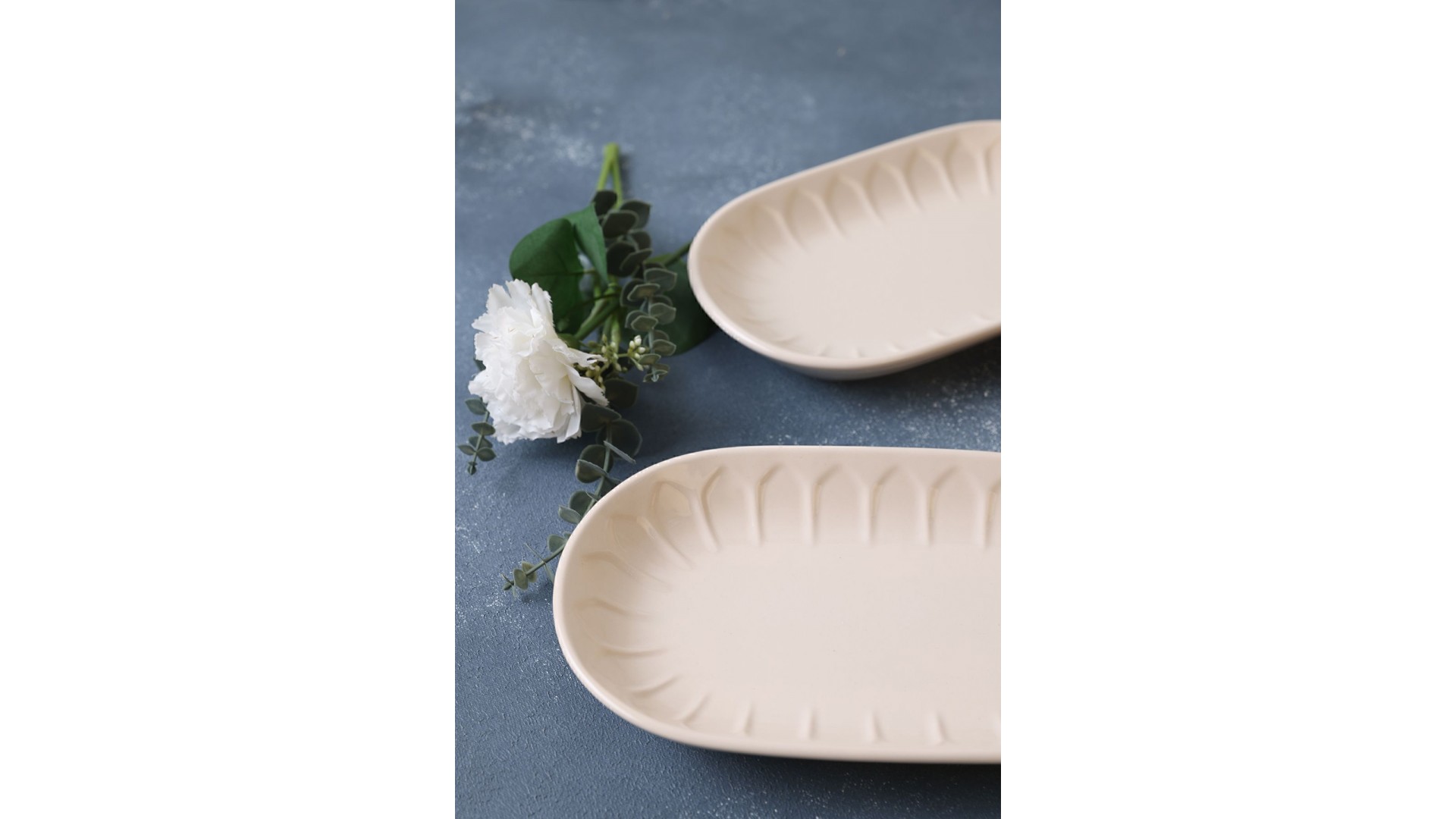 Krem Badem Kayık Tabak 25 Cm 2 Adet 030