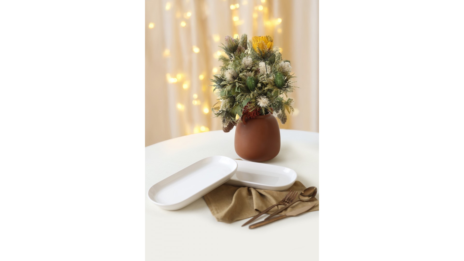 Beyaz Noyan Kayık Tabak 28 Cm 2 Adet 006