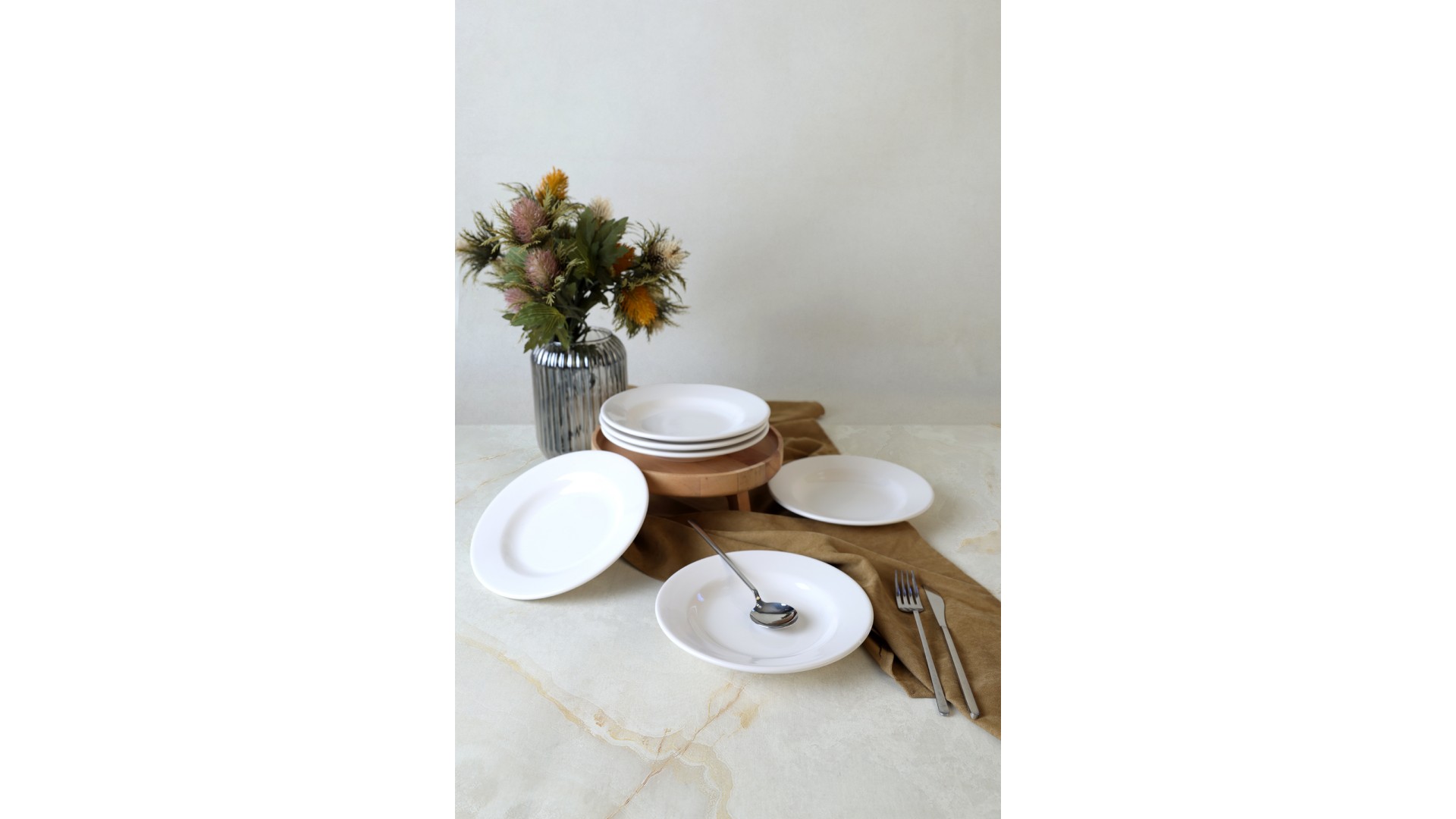 Beyaz Linda Yemek Tabağı 21 Cm 6 Adet 006