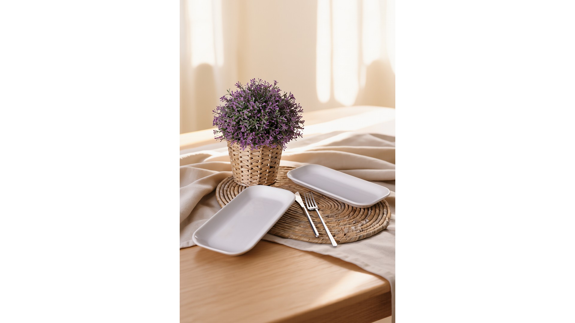 Beyaz Pergamon Kayık Tabak 26 Cm 2 Adet 006