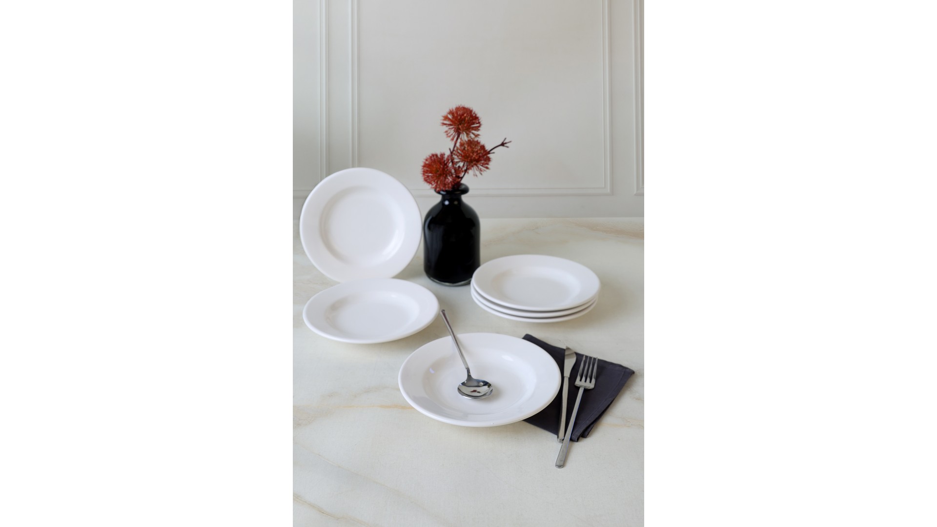 Beyaz Linda Yemek Tabağı 21 Cm 6 Adet 006