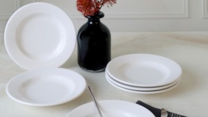 Beyaz Linda Yemek Tabağı 21 Cm 6 Adet 006