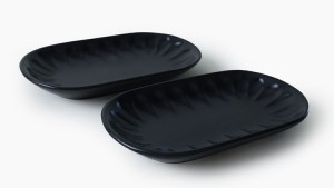 Mat Siyah Badem Kayık Tabak 22 Cm 2 Adet 956