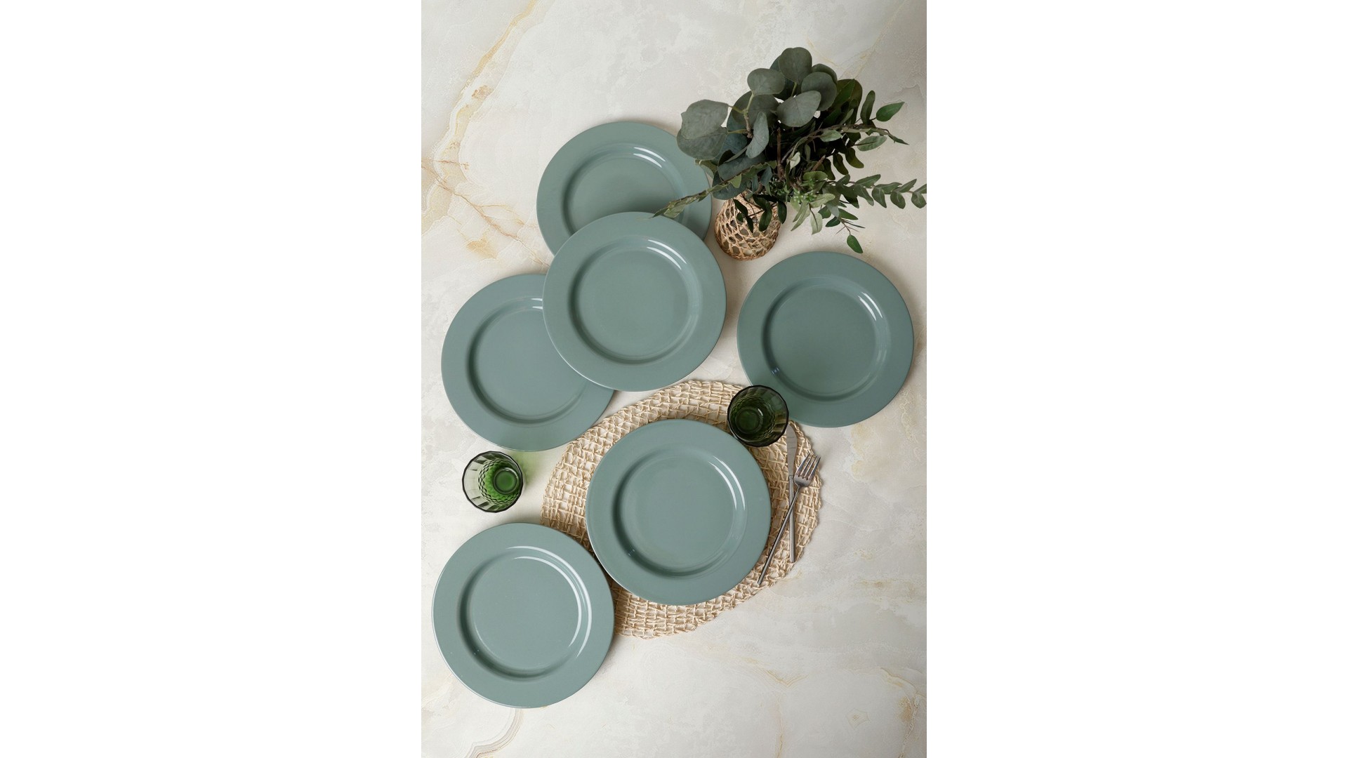 Yeşil Assos Servis Tabağı 28 Cm 6 Adet 326