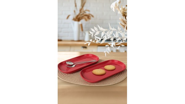 Kırmızı Noyan Kayık Tabak 2 Adet 28 Cm 506