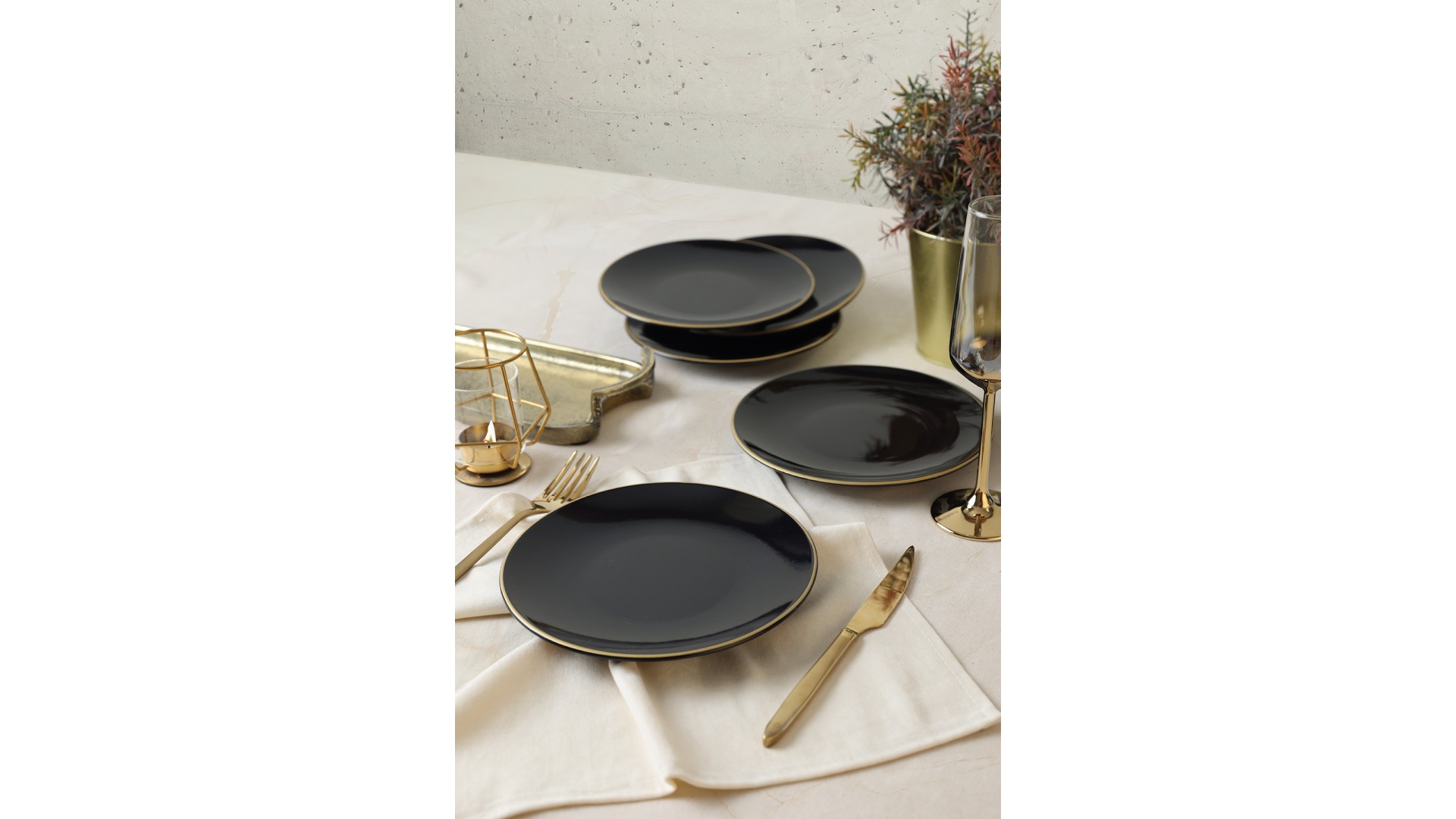 Siyah Gold Ege Pasta Tabağı 20 Cm 6 Adet