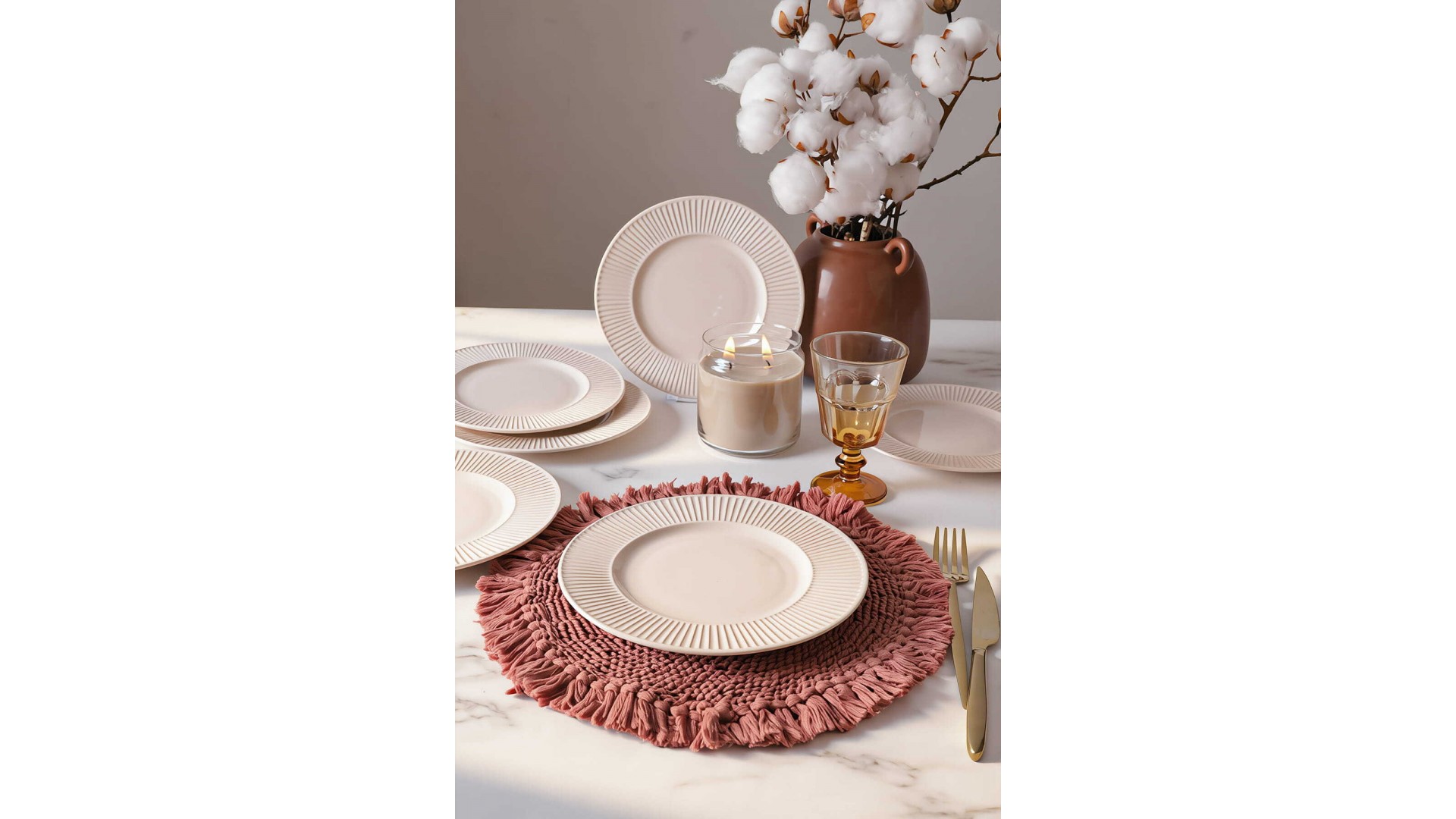 Krem Myra Pasta Tabağı 22 Cm 6 Adet 030
