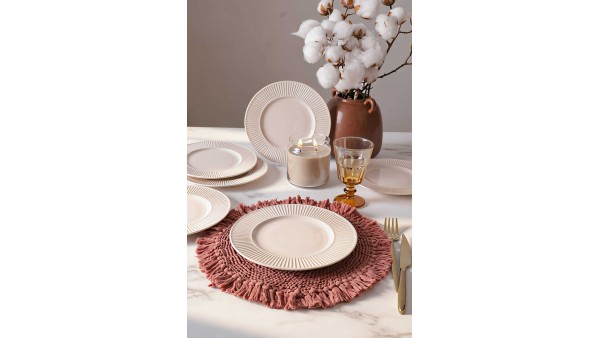 Krem Myra Pasta Tabağı 22 Cm 6 Adet 030